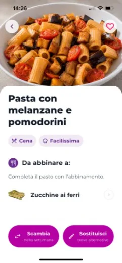 La sostituzione di una ricetta nell'app Combiyou