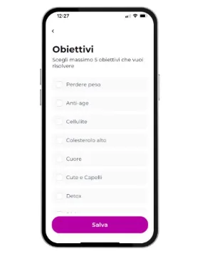 La schermata di Combiyou in cui scegli i tuoi obiettivi