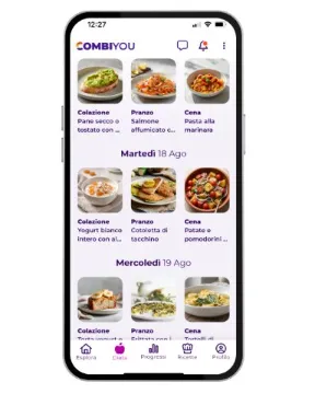 Il menù della settimana generato da Combiyou, giorno per giorno
