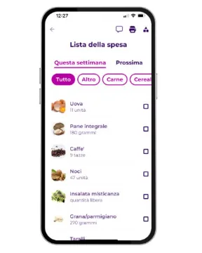 La lista della spesa di Combiyou, organizzata per reparto